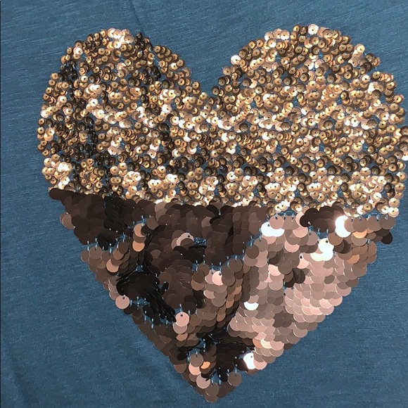 blue mermaid sequin heart shirt from Express - Picture 2 of 4